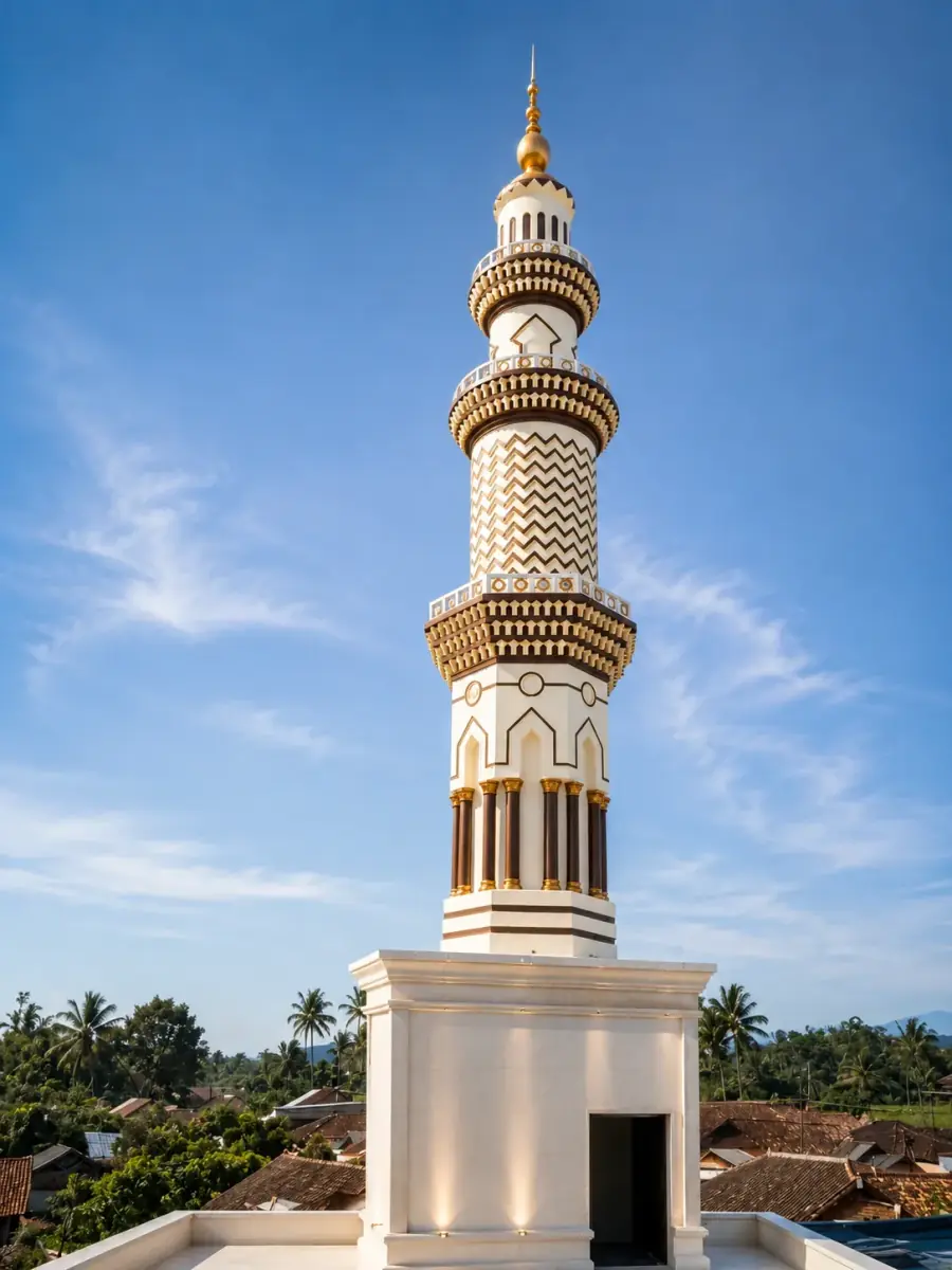 Menara GRC segi delapan dengan ornamen presisi
